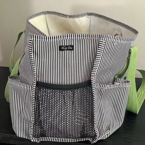 Travel/Toiletries/Diaper Striped Canvas Bag Multi Pockets Strong Carry Straps